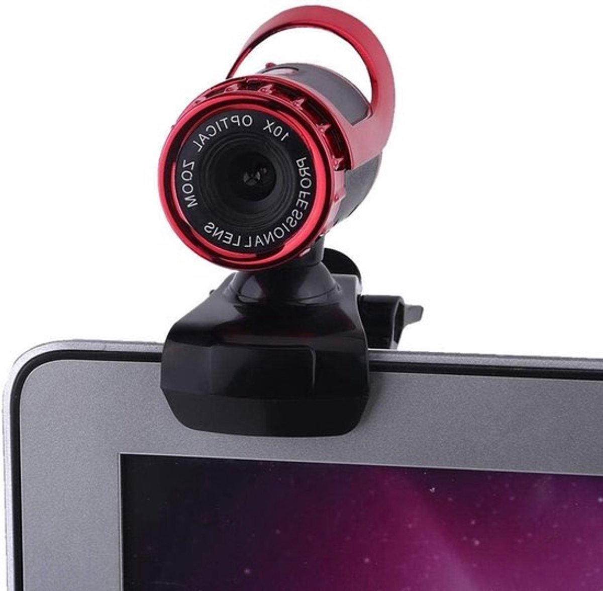 HD USB clip-on standaard voor computer webcam Flexibele 360° roterende webcam met microfoon Automatische kleurcorrectie Plug-and-Play PC-webcam voor videogesprekken Breed compatibel (rood)