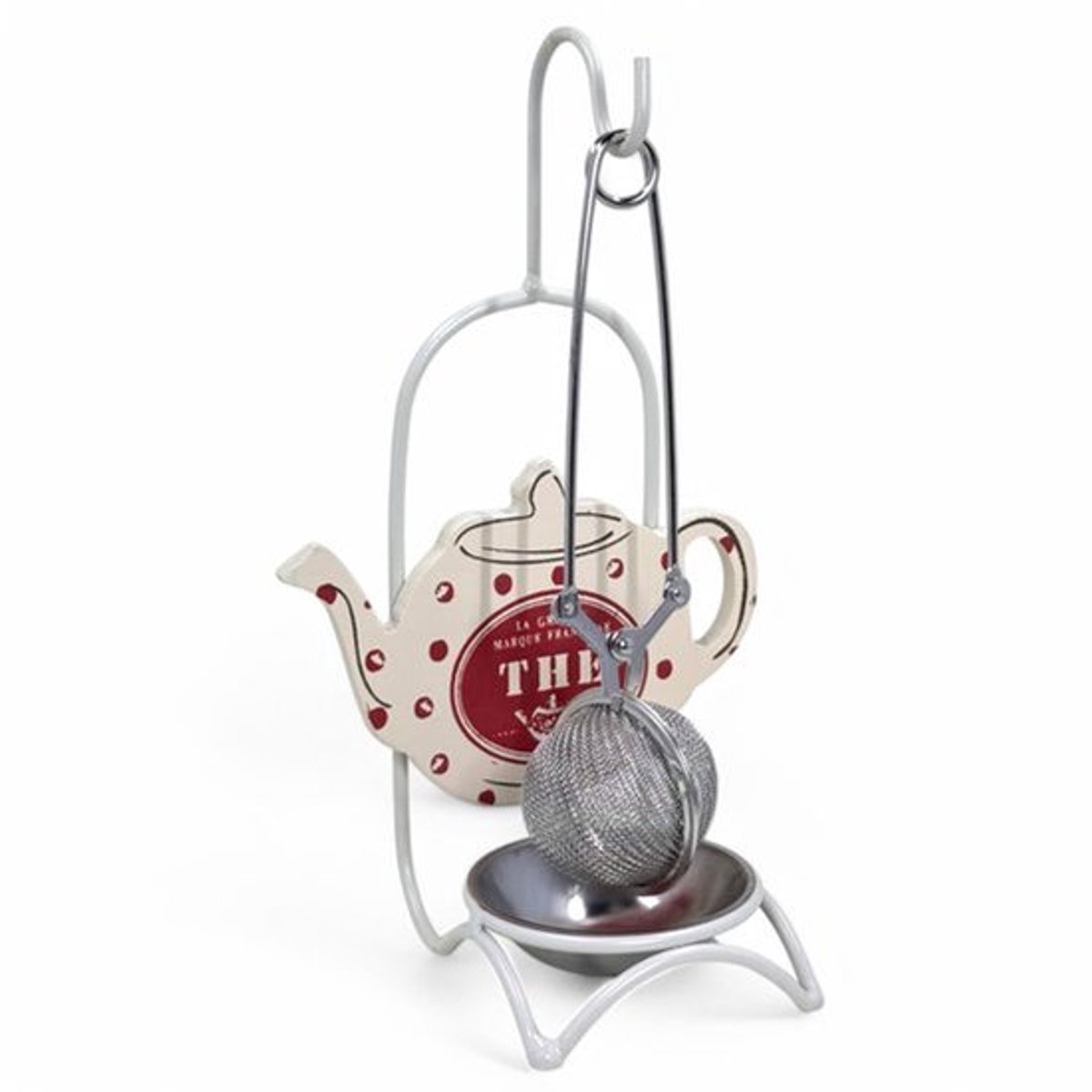 Theeleider 20 cm - Roestvrijstalen Drainer met Houten Decoratie - Praktisch Theeaccessoire