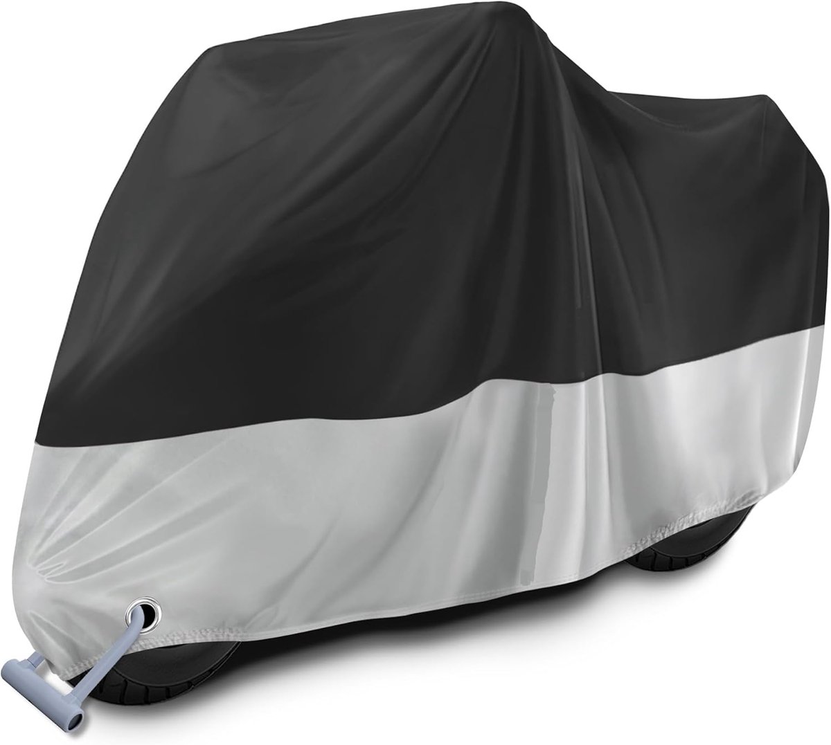 SnelShoppen - Motorfiets Afdekzeil XXL 245x105x125 cm - 190T Waterdicht, Winterbestendig, Stofdicht, UV-Bescherming met Slothole en Winddichte Gespen