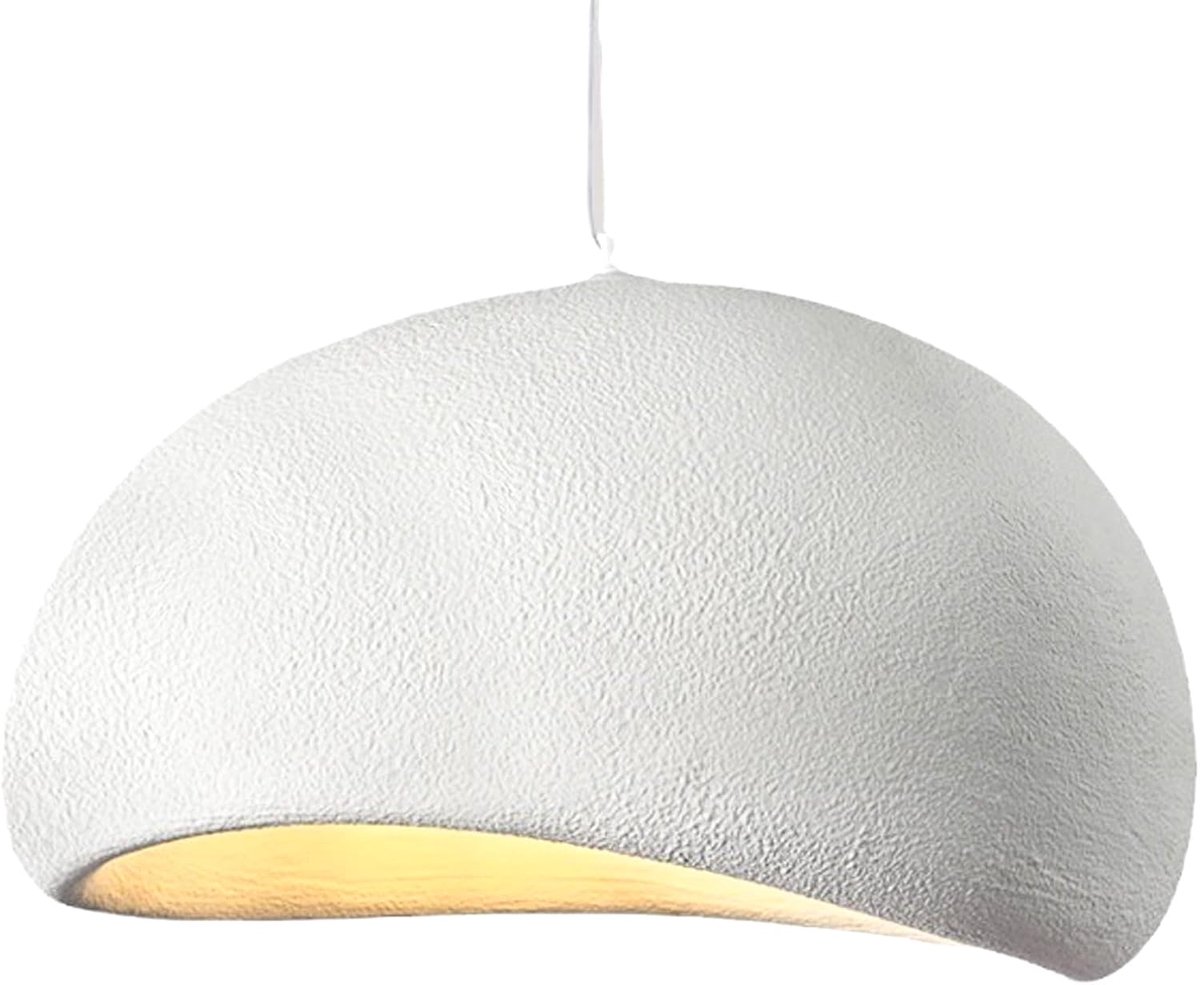 SnelShoppen - Scandinavische Hanglamp Ø40cm - Creatieve Chandelier met Simulatie Steen Shade - E27 Plafondlamp - Verstelbare Kabel - Wit voor Slaapkam