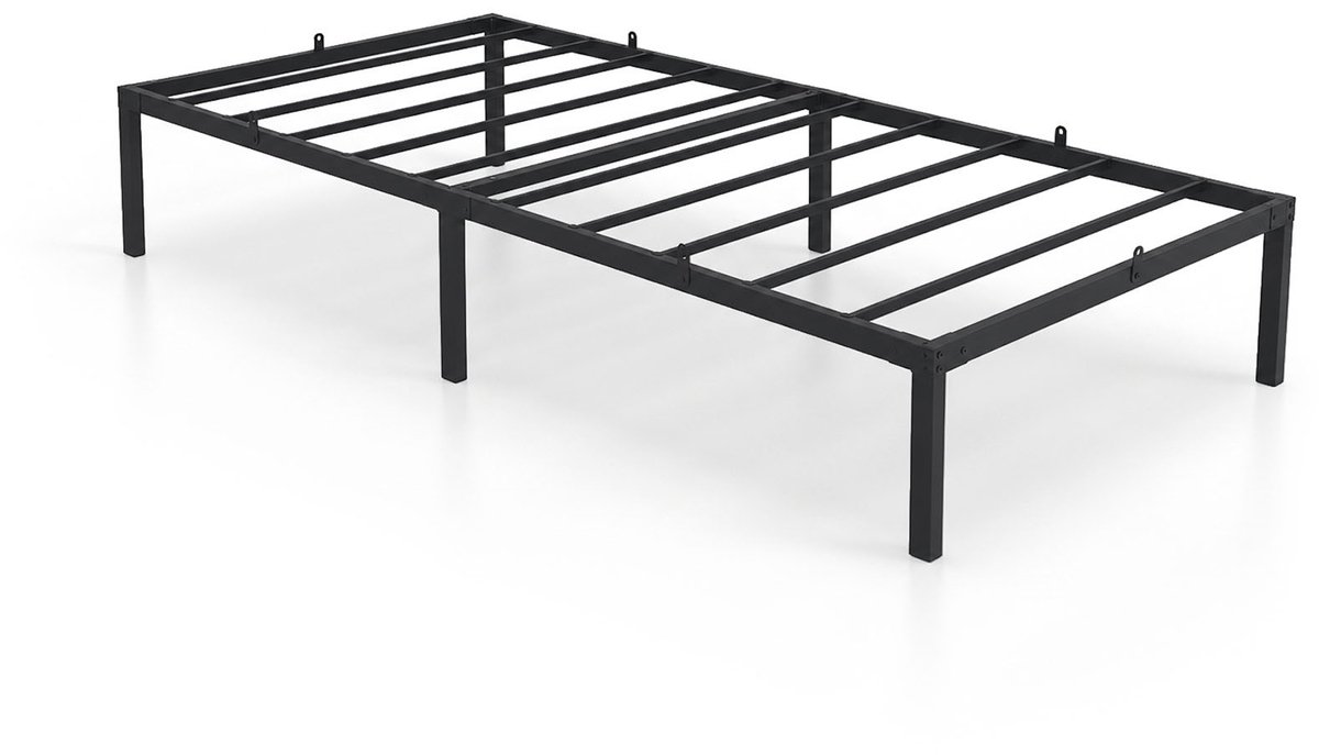 Metalen Bed / 90x190 cm / Opklapbaar Logeerbed / Metalen Lattenbodem / 6 Poten / 10 Latten/ Zwart