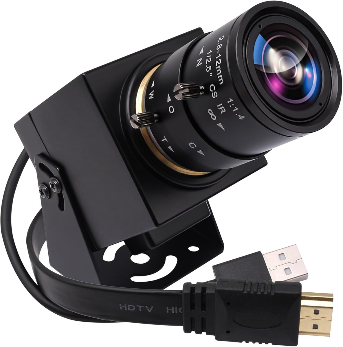 SnelShoppen - 4K Webcam HDMI USB met Handmatige Zoom, 2.8-12mm CS Mount Lens, CMOS IMX415 Industrieel Camera voor Close-up, PC Video Opname