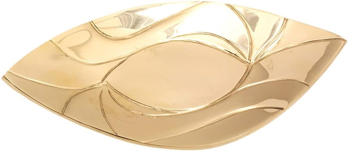 SnelShoppen - Ovalen Kaarsenplateau 21x11 cm - Modern Deco Goudkleurig Messing - Decoratief Kaarsenaccessoire voor Huis en Feest