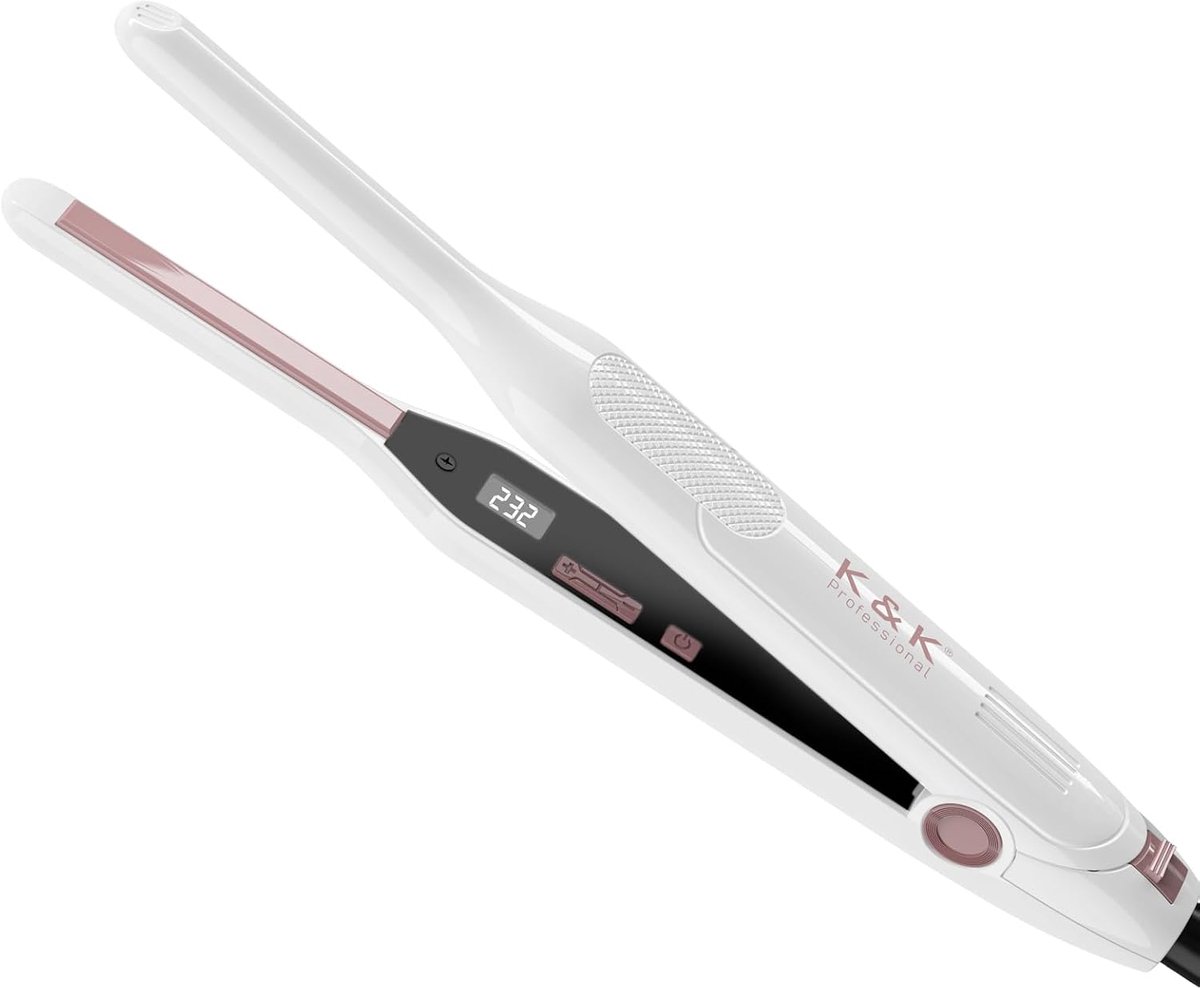 Thijox - Mini Stijltang Voor Kort Haar, 2 in 1 Glad en Krullend, Instelbare Temperatuur 50℃ - 230℃, Keramiek Reistang, Dubbele Spanning, Compact en Li