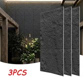 3D Steenstrips Wandpanelen PU – Lichtgewicht Natuursteen Look Wandbekleding 120x60 cm – Flexibel Gevelpaneel voor Binnen & Buiten – Realistische Steenlook Decoratie – Diep Zwart – 3 Stuks