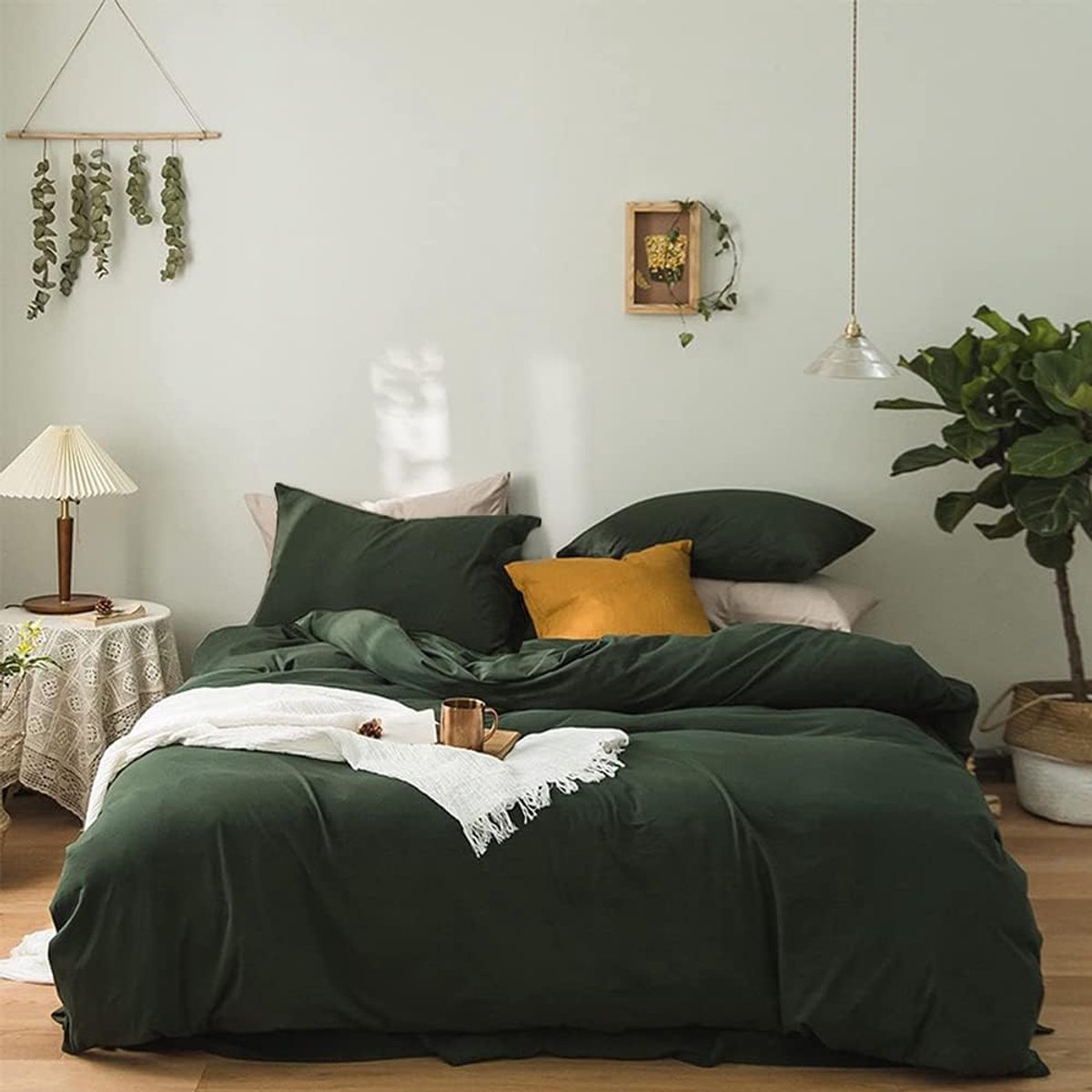 Beddengoed Set - Dekbedovertrek Kussensloop - Comfortabel Slapen - Kreukvrij Strijkvrij - 200x200 cm - Groen