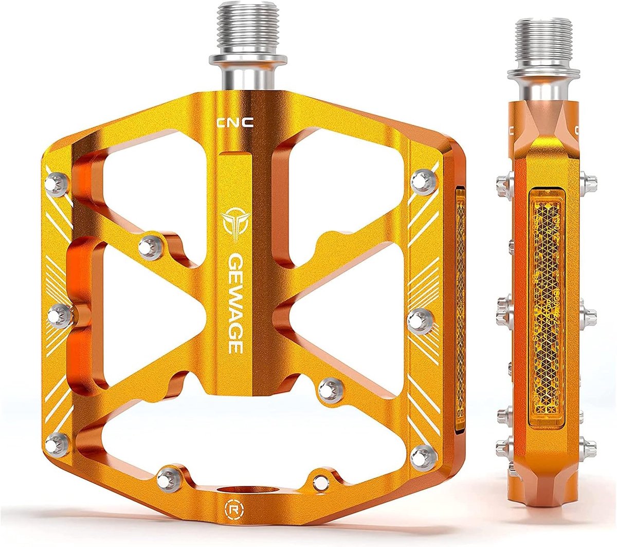 SnelShoppen - Bicycle Pedals met Reflecterende Stripes, 3 Sealed Bearings, Non-Slip CNC Aluminium Platform, 9/16 Inch Pedalen voor Racefiets, MTB, E-B