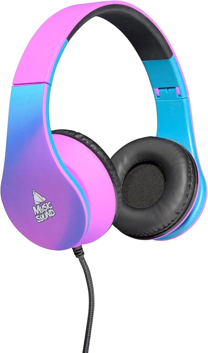 SnelShoppen - On-Ear Hoofdtelefoon met Uittrekbaar Hoofdband - Muziek Sound Fantasy - Kabel 3.5 mm - Zwart, Blauw, Paars voor Feest, Thuis, Computer