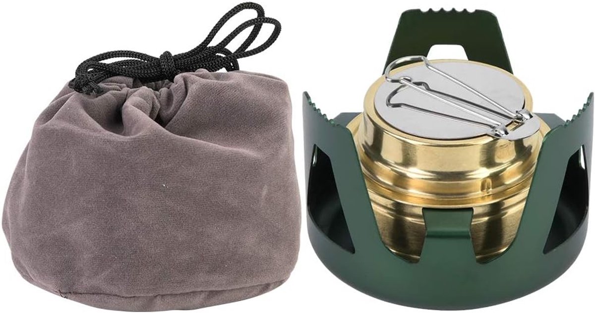 Thijox - Draagbare Alcoholfornuis Mini Koken Branders - Ultralight Camping Kachel met Groen Standaard - Ideaal voor Barbecue en Outdoor Activiteiten