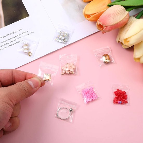 Thijox - 200 Mini Zip Lock Tasjes 3x2,5cm - Herbruikbare Transparante Polyzakken voor Sieraden, Ringen, Oorbellen, Charms - Kleine Plastic Zakjes met van Thijox — afbeelding 2