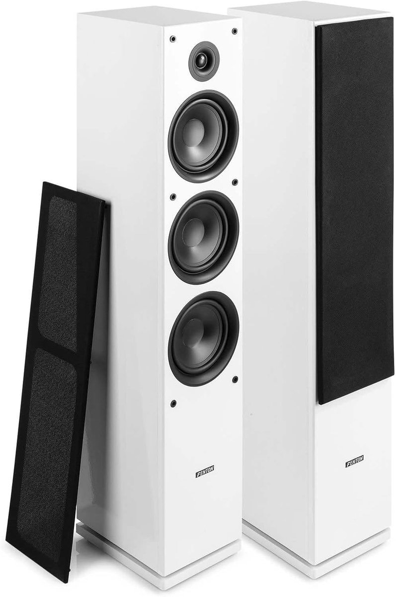 SnelShoppen - HiFi Speakers Set 500W, 3x 6.5" Vloerstaande Speakers - Wit, Perfect voor Muziek, Films en Games
