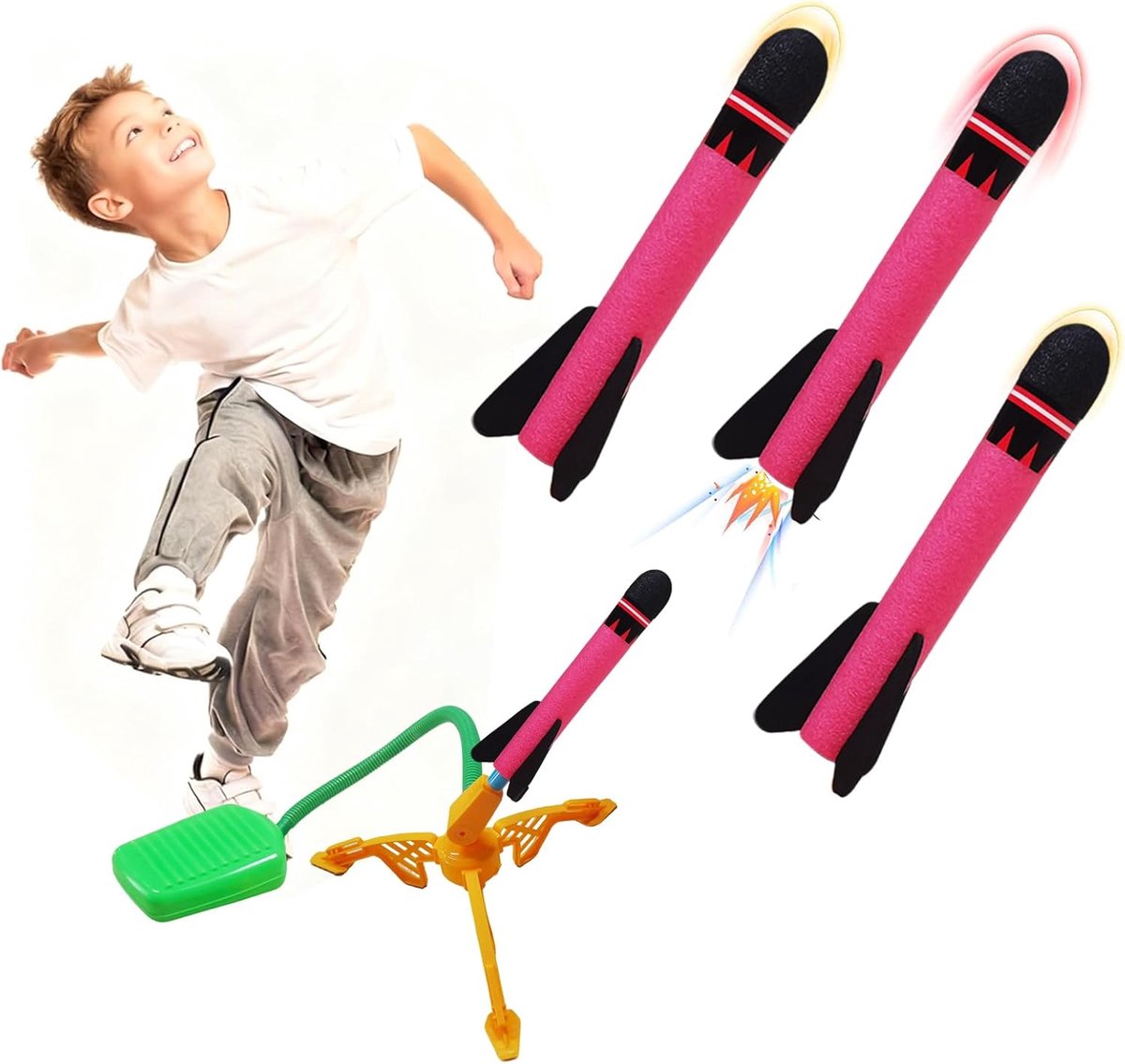 SnelShoppen - Grote Rocket Speelgoed voor Kinderen 3-12 Jaar, Inclusief 3 Schuim Rockets, Perfect voor Buiten en Kleuterschool, Hoogwaardige Aerodynam