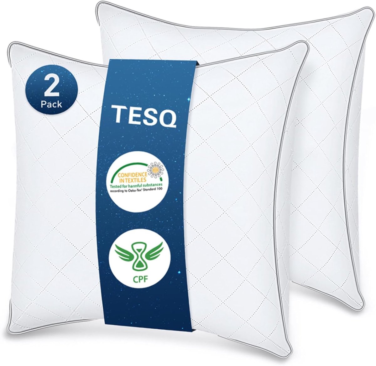 SnelShoppen - Luxe Kussens 60x60 cm, Set van 2 Hypoallergene Hotelkwaliteit Kussens, Ergonomisch en Ademend voor Alle Slaapposities