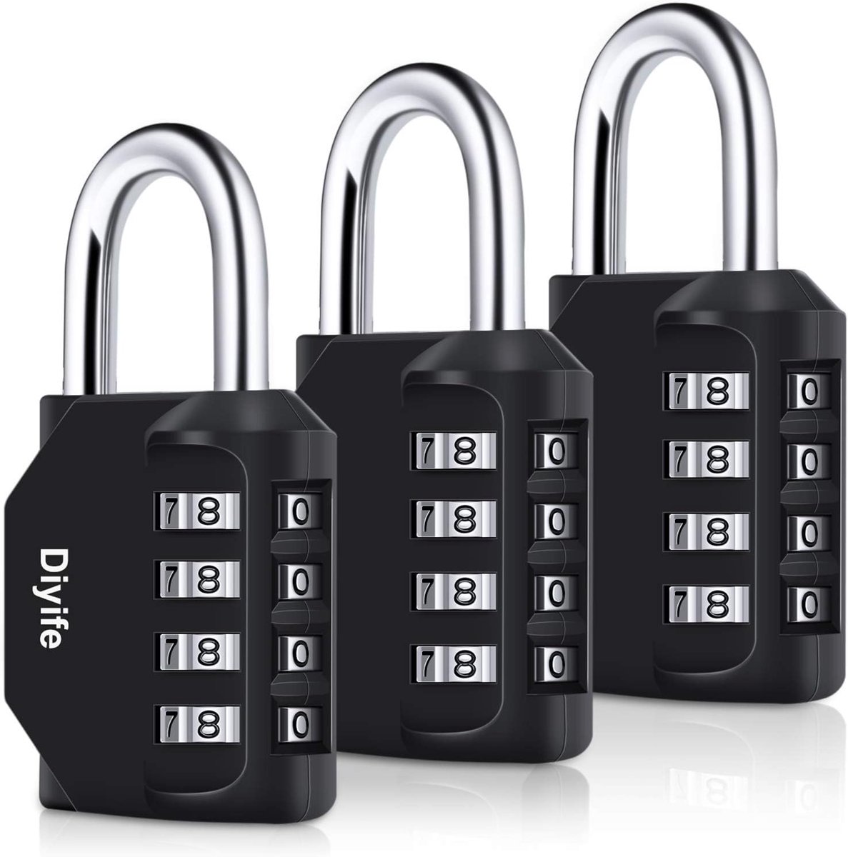SnelShoppen - 3x 4 Digit Combinatielock, Weerbestendig Metalen Hangslot, Ideaal voor School, Gym, Sport, Kast en Opslag, Garage, Schutting