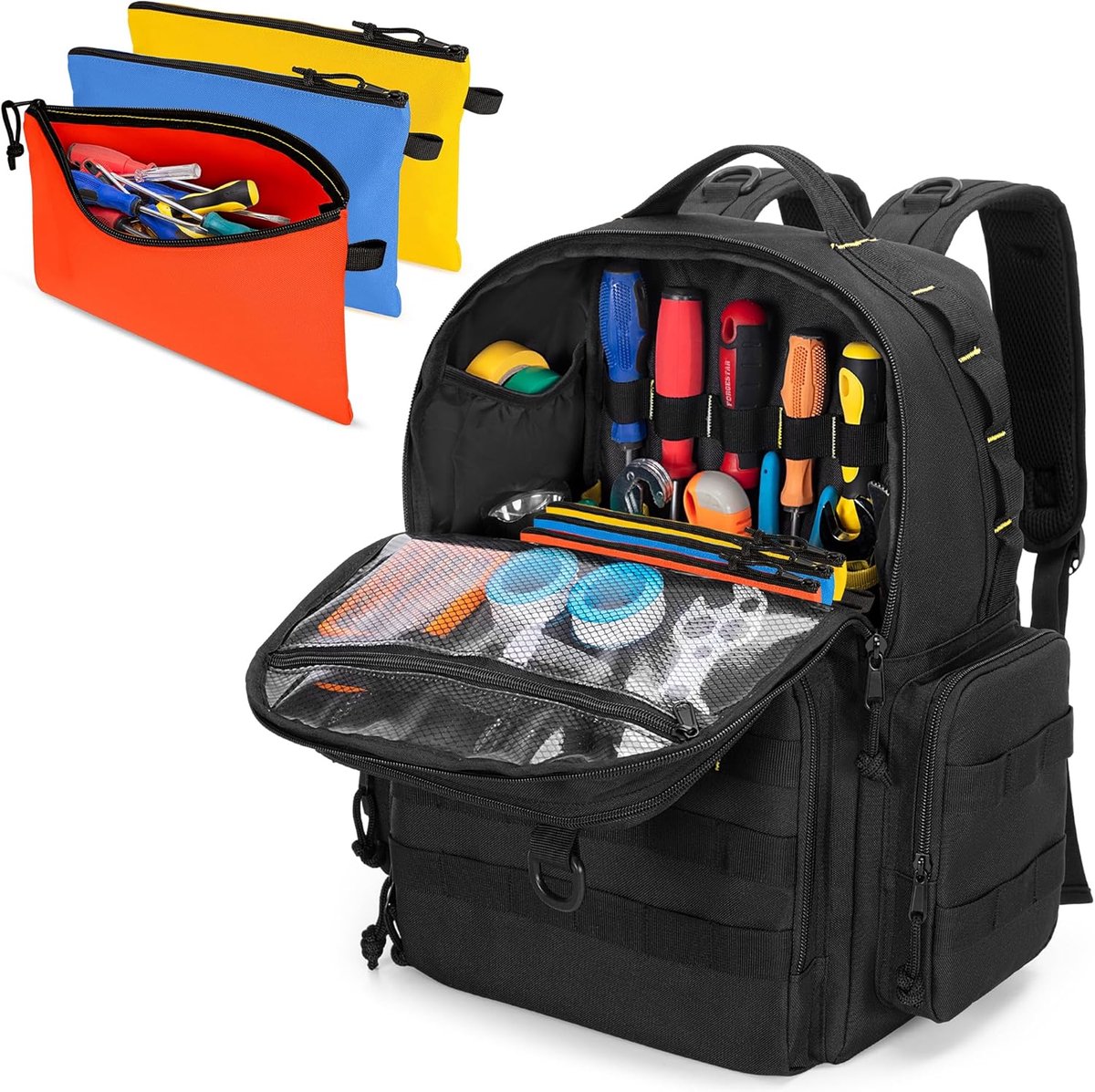 SnelShoppen - Tool Rugzak voor Mannen met 3 Kleine Compartimenten, Organizer Bag voor Gereedschap, Tactische Werk Tas voor Elektriciens en Ambachtslie