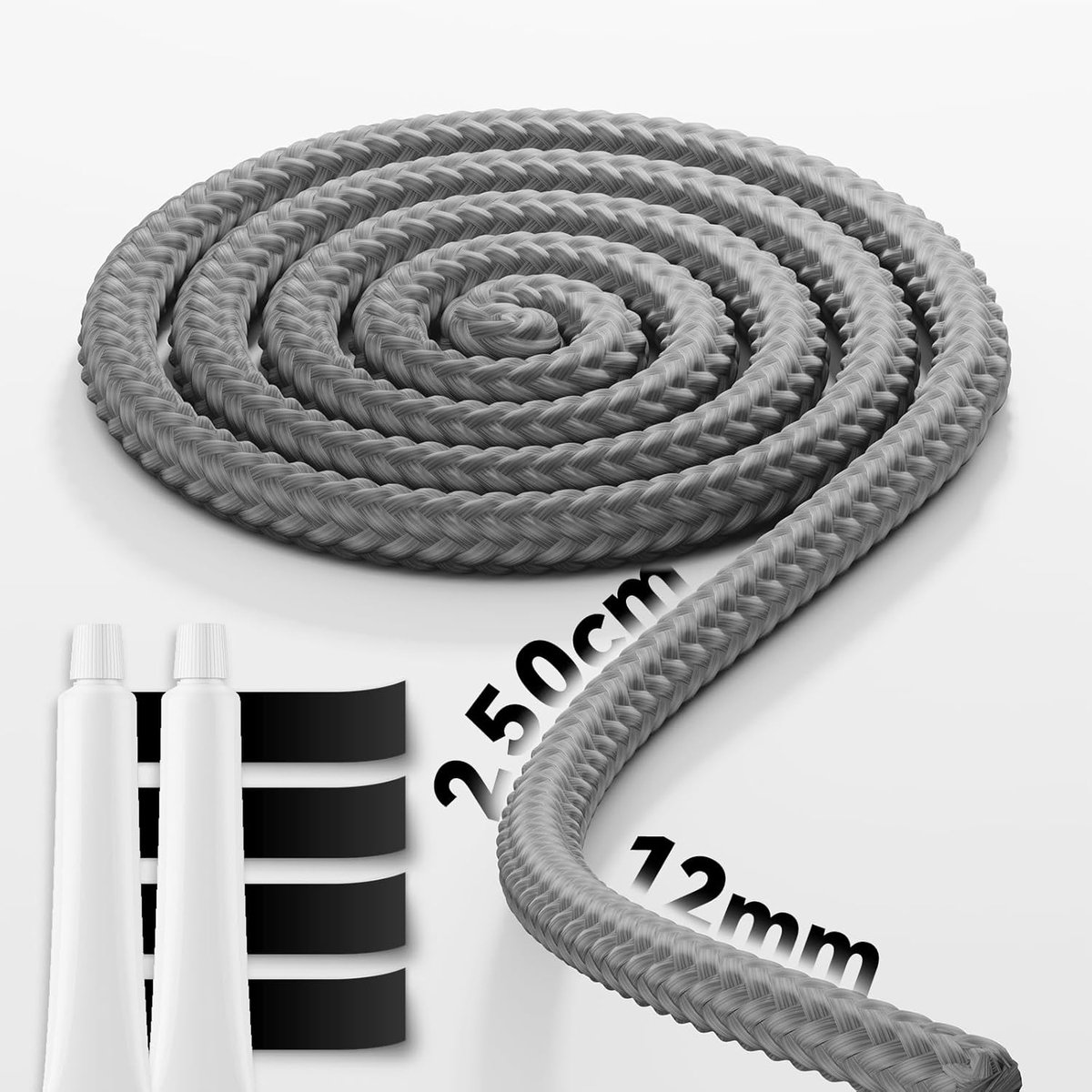 SnelShoppen - Stove Seal 12mm x 2.5m - Hoogwaardige Oven Sealing Cord - Brandwerende Sealing Tape van Fiberglass - Ideaal voor Kachels en Haarden