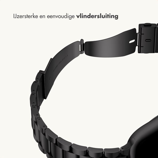 Stalen bandje - Geschikt voor Apple Watch 1, 2, 3, 4, 5, 6, 7, 8, 9, 10, 11, SE, Ultra (2 / 3) - 44/45/46/49 mm - Zwart
