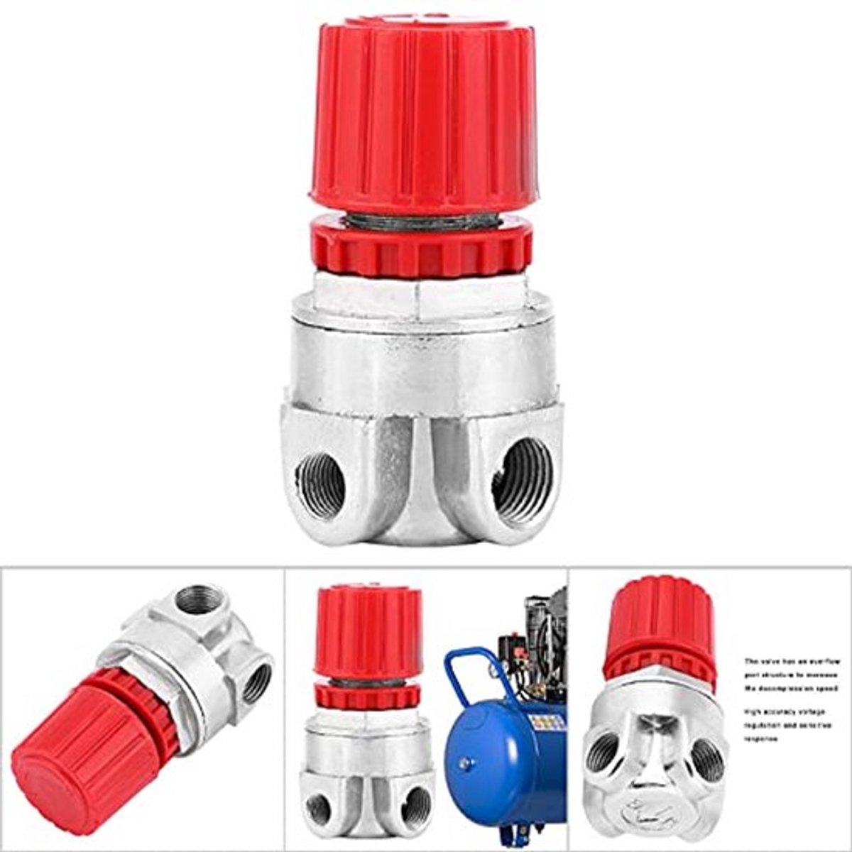 Regelklep, 4 gaten Druk Regelende Regelklep Staal Hoge Nauwkeurigheid Luchtcompressor Accessoires (4 Gaten), Luchtcompressor Accessoires
