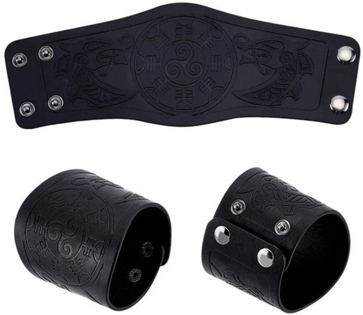 Viking Leren Armguard - Middeleeuwse Leren Manchet - DrakenreliÃ«f - 24 cm Breed