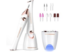 Thijox - TOUCHBeauty elektrische manicure set met 5 nagelverzorgingshulpstukken, professionele nagelboormachine, elektrische nagelvijlenset in goud vo