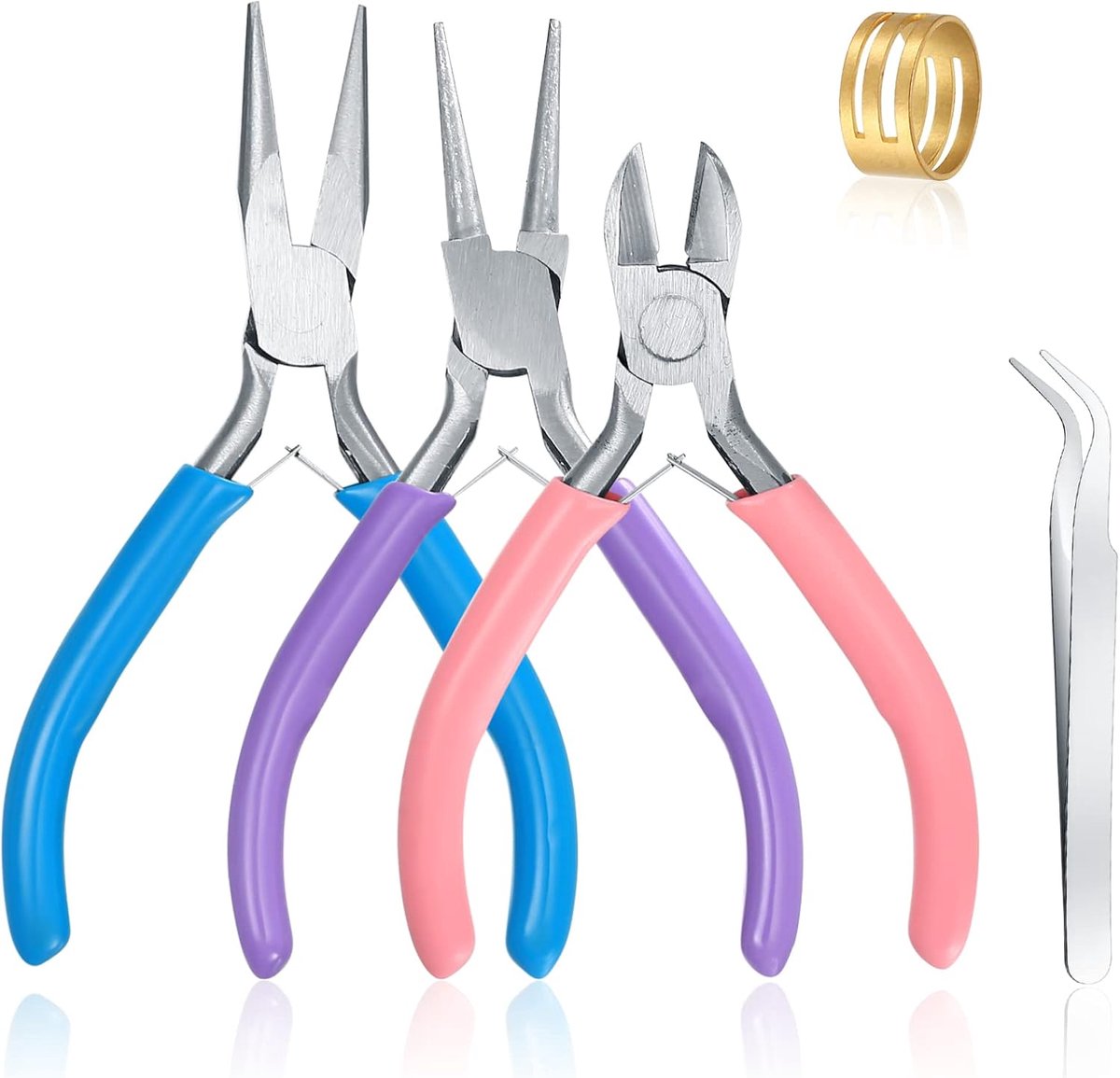 SnelShoppen - 3-delige Sieraden Tangenset met Punttang, Ronde Tang & Draadknipper - Gereedschap voor Sieradenmaken - DIY Sieraden, Oorbellen, Armbande