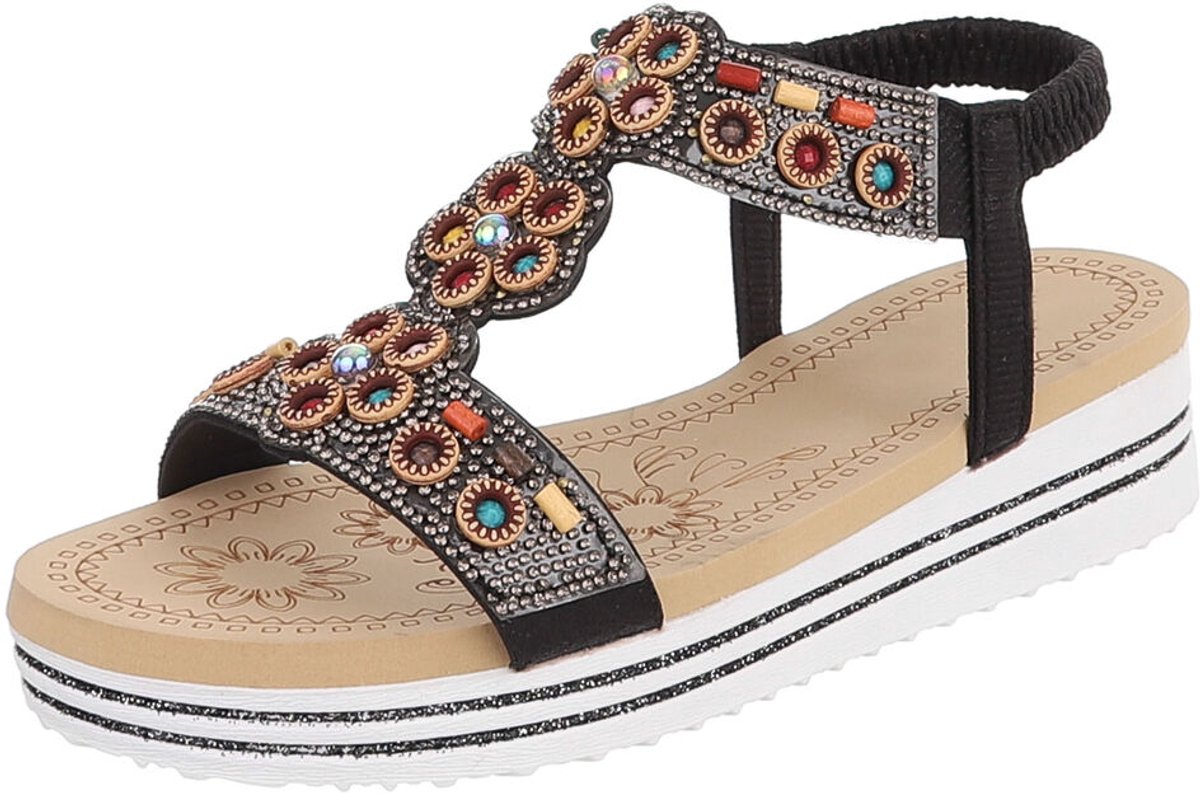 Sandaal met sleehak en sierdetails - dames Mt:40