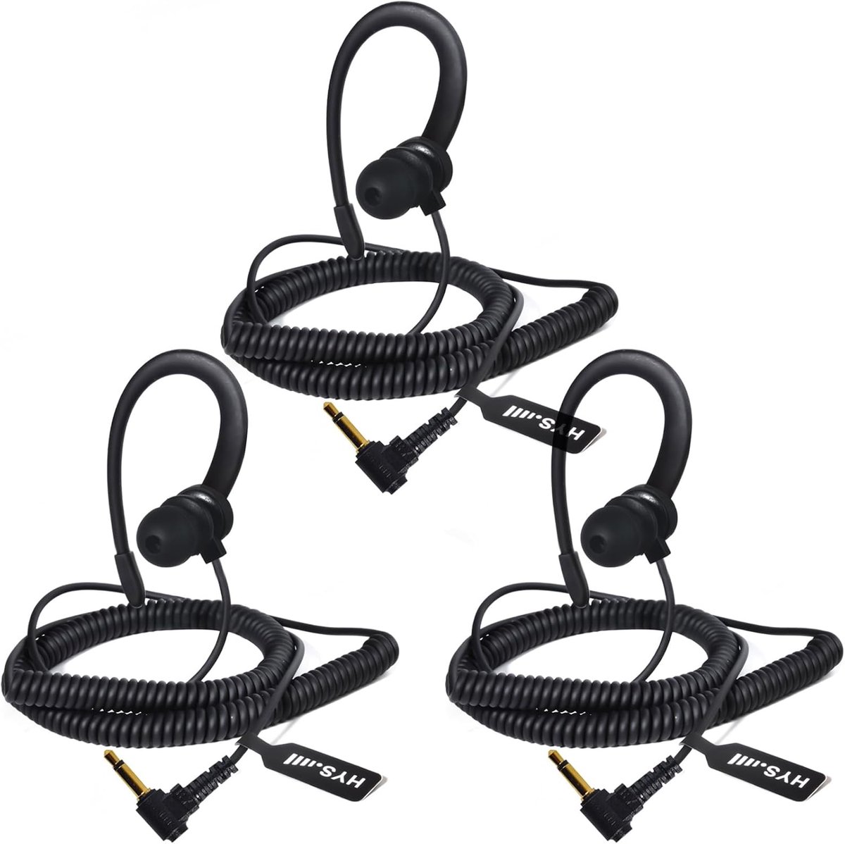 SnelShoppen - G-vormige enkele draad oorhaak headset voor politie en beveiliging - 3.5mm earpiece met comfortabele pasvorm, set van 3 stuks