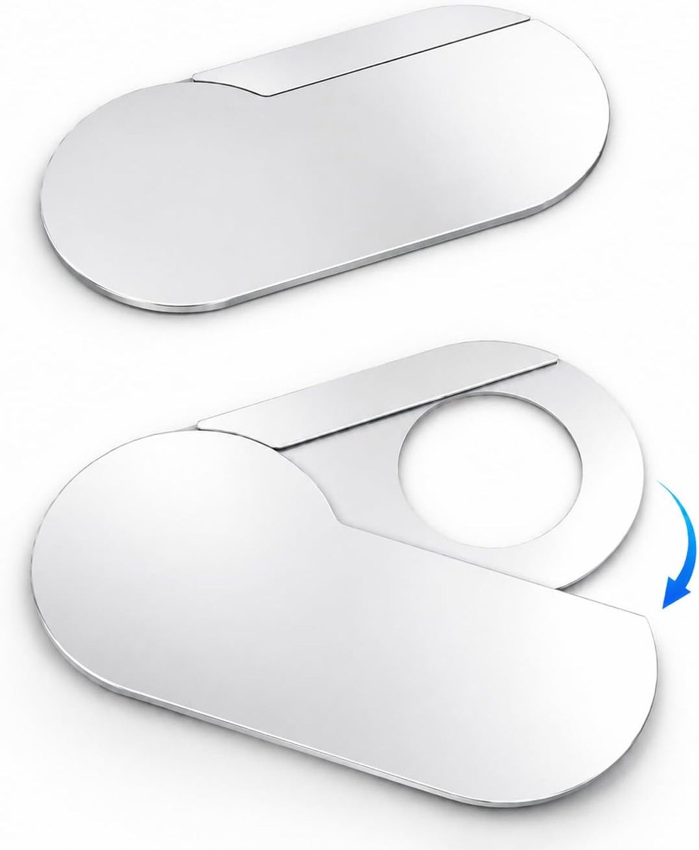 SnelShoppen - Draaibare Webcam Cover 2-Pack - Ultra-Dunne 0,5 mm Metalen Privacy Cover voor Laptop, MacBook, iMac, iPad, iPhone - Wit - Privacybescher