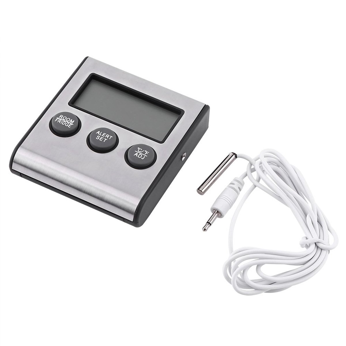 SnelShoppen - Digitale Koelkast Vriezer Thermometer met LCD Display, Hoge/ Lage Alarm, Nauwkeurige Temperatuurmonitor voor Binnen, Keuken en Thuis