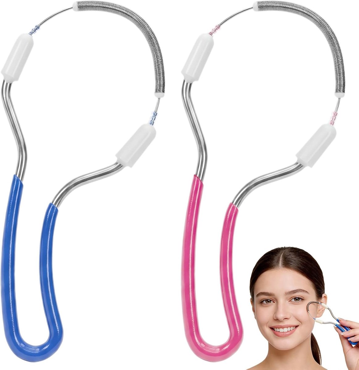 SnelShoppen - 2 Stuks Gezichtsepilator Spring - Handmatige Draad Epilator voor Vrouwen - Draagbare Gezichtsepilator voor Haarverwijdering - Voorhoofd,
