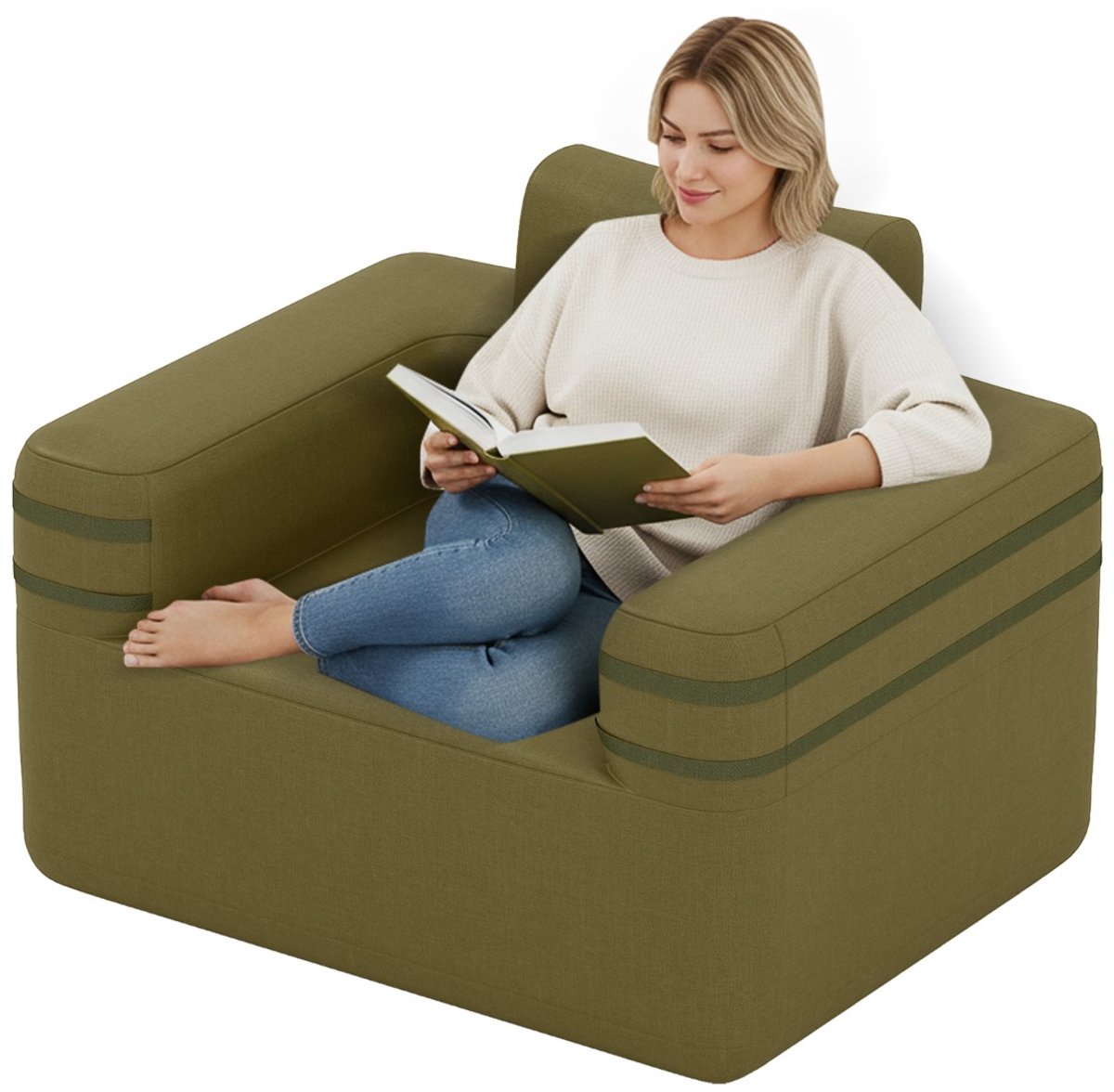 SureDeal® - Kamper - Opblaasbare Bank Draagbare - Één Persoon - 103x83x78 cm - Groen