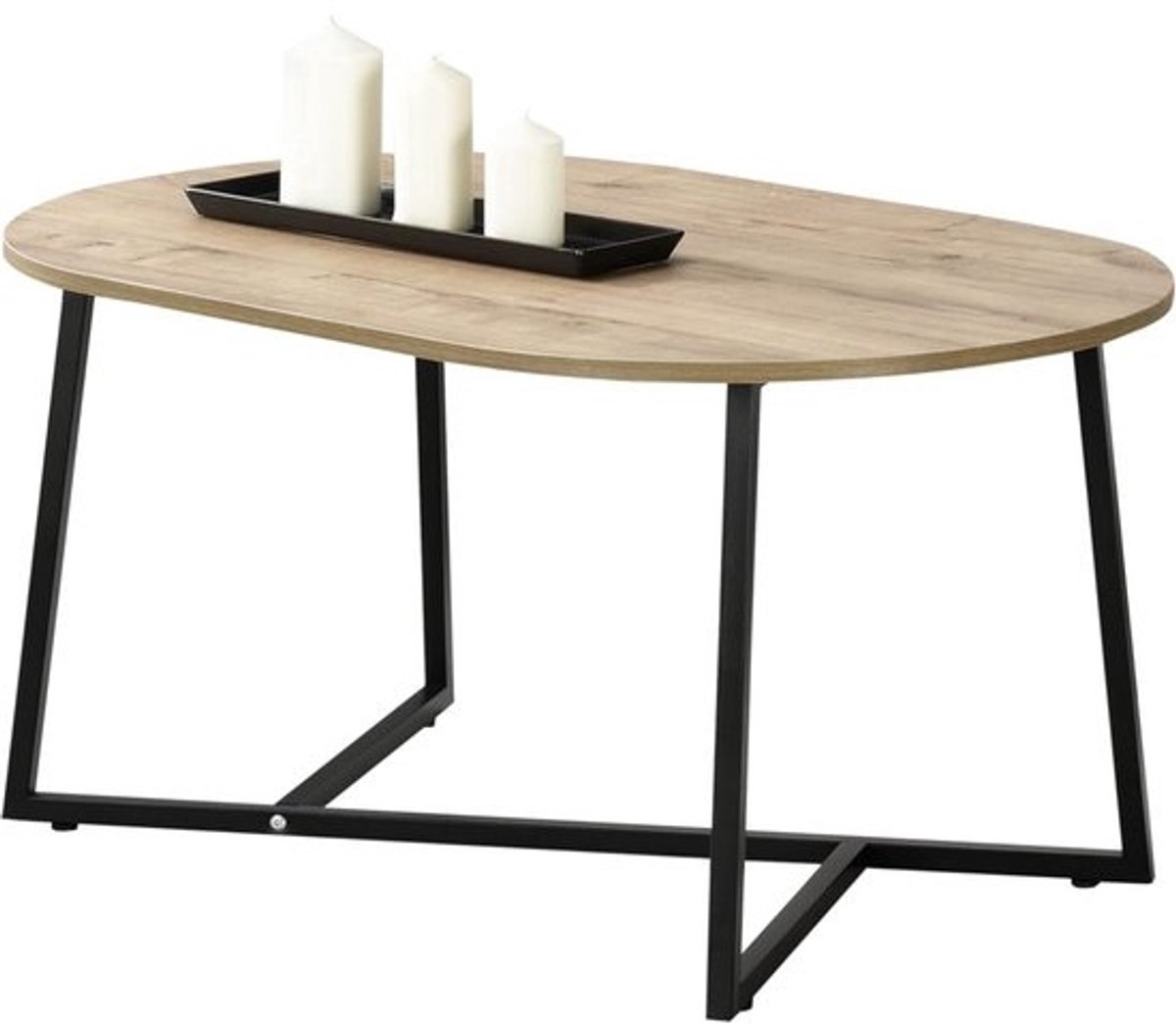 Salontafel - Koffietafel - Woonkamer Inrichten - Metaal en Spaanplaat - 100x60x47 cm - Zwart Eiken