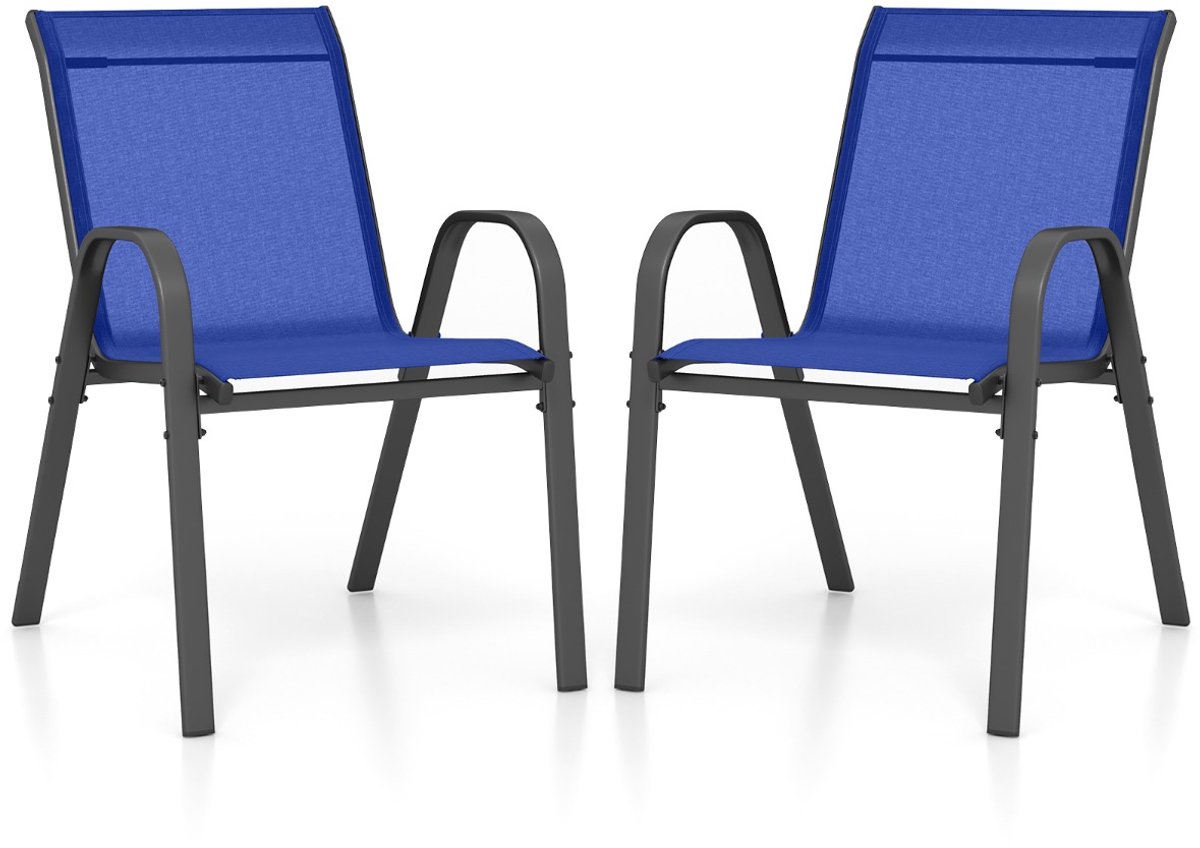 SureDeal® - Tuinstoel - Terrasstoelen Stapelbare Metalen - Armleuningen Ademende - 56x70x84 cm - Bruin