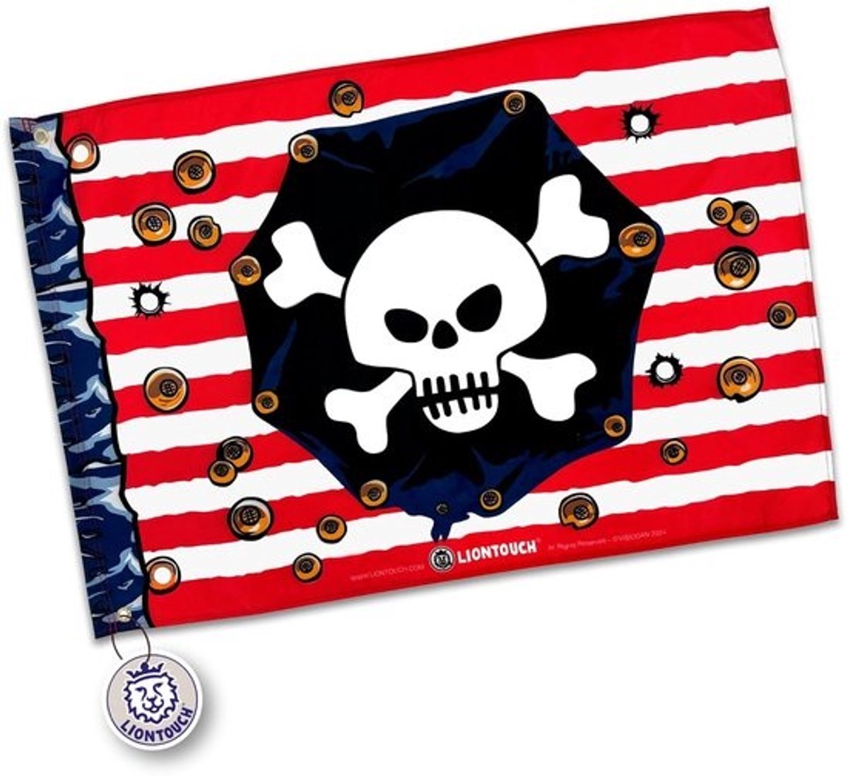 Piratenvlag - Scheepsbanner - Kinderfeestje - Veilig schuim materiaal - 100x70 cm - Rood gestreept