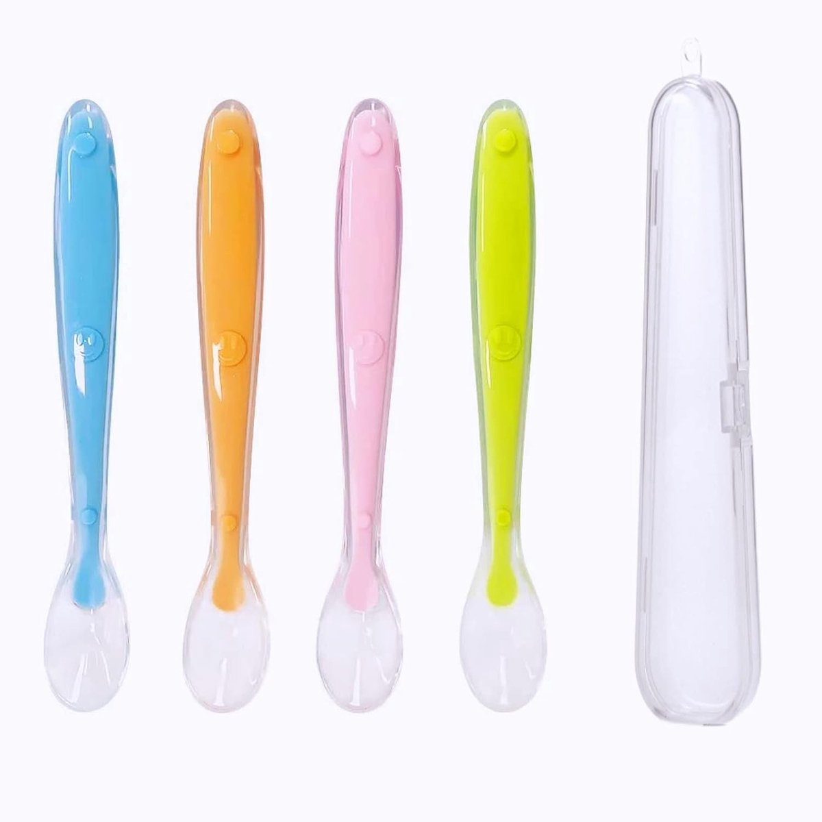 Set van 4 Spinning Lepels voor Baby's - BPA-vrije Siliconen Lepels voor Kinderen met Opbergdoos - Ideaal voor Weaning en Voeding