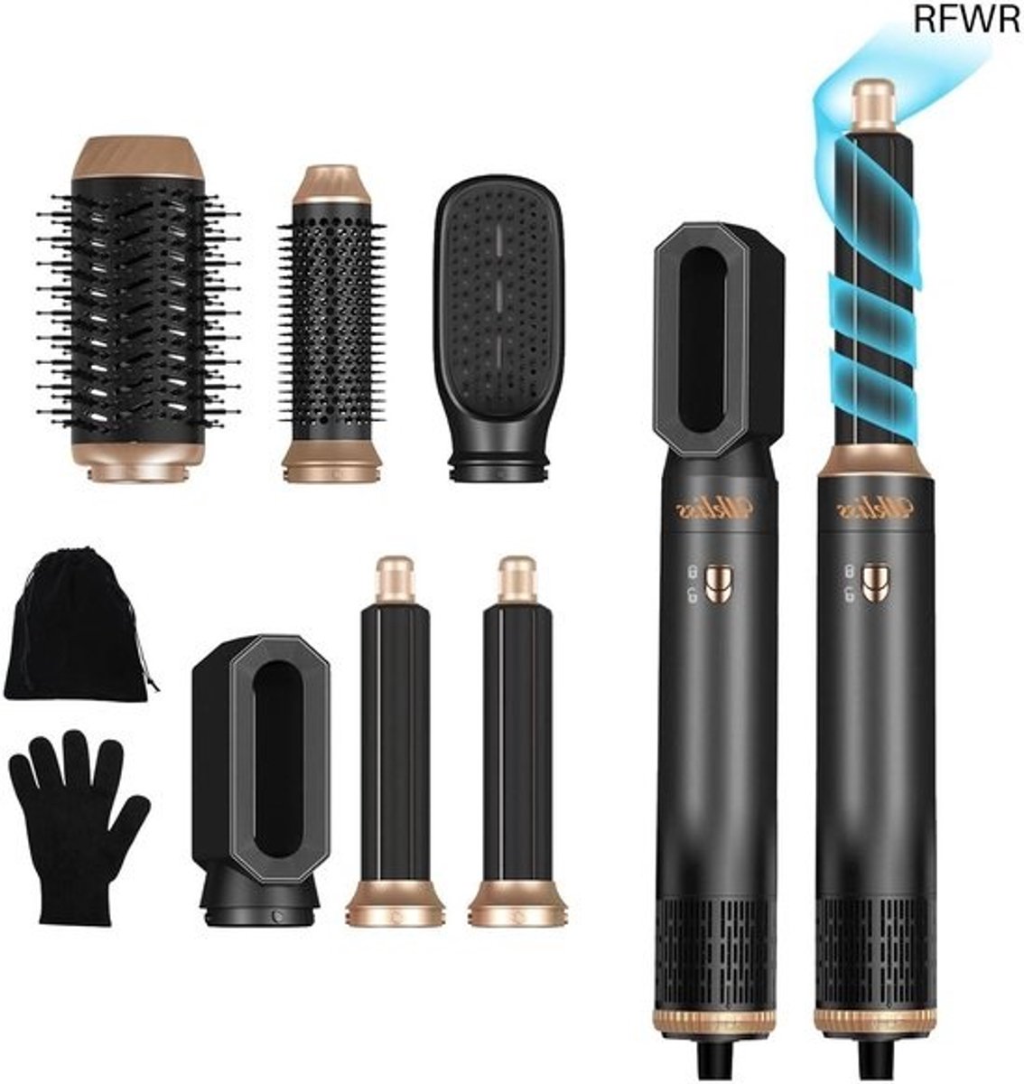 RFWR® 6-in-1 Haarstyler met Krultang en Föhnfunctie voor Volume en Glans