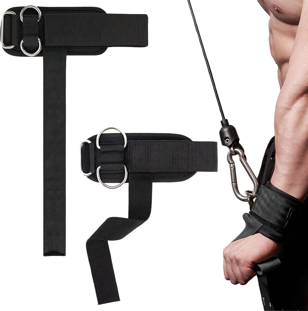 Set van 2 Pull-Up Hulpstukken voor Krachttraining, Versterking van Grip, Dubbele D-ring Ontwerp, Antislip Handvat met Padding voor Effectieve Pull-Ups en Fitnessoefeningen