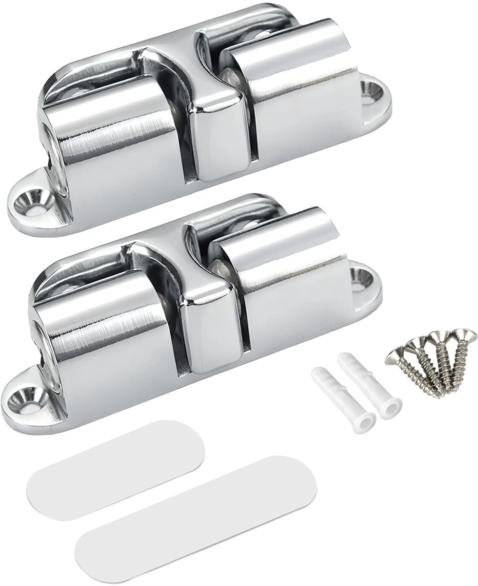Set van 2 Magnetische Deurvastzetters - Zelfklevend - Zinklegering - Met veerinstelling - Hoekverstelbaar - Voor kastdeuren en laden