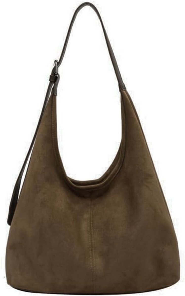 Grote Suède Schoudertas Dames - Hobo Tas voor Herfst en Werk