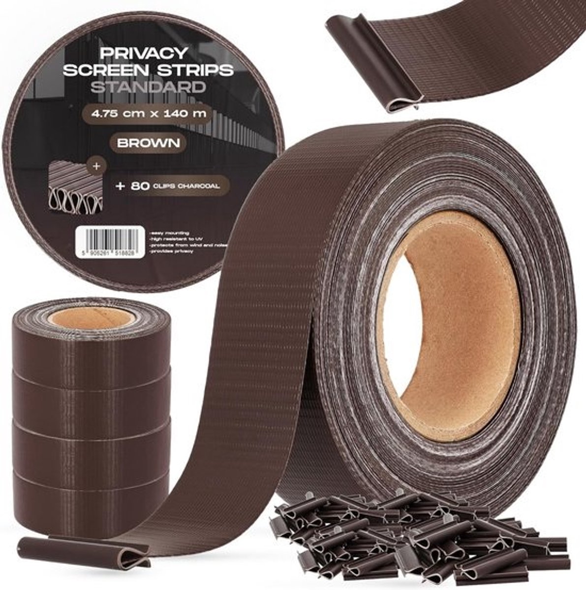 Privacyfolie voor Hekwerk 4.8 cm x 140 m Vlechtband met 80 Clips Weerbestendig Tuin en Balkon Afscherming