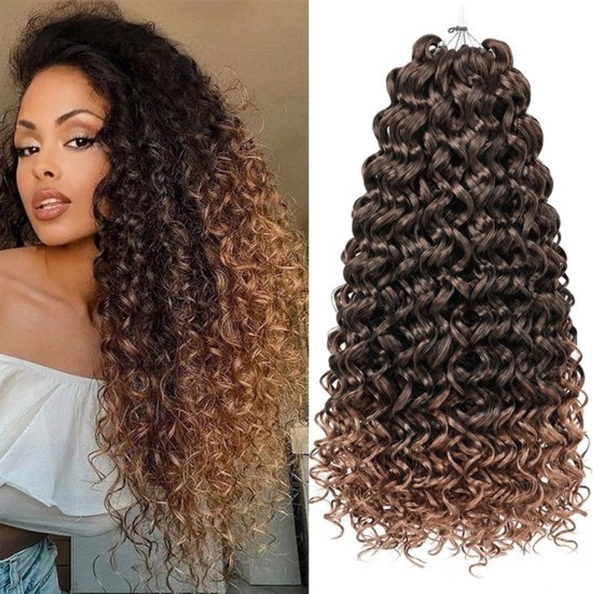 Gehaakt Vlechthaar 18 Inch Beach Curl Golfjes - Ocean Wave Korte Krul - Synthetisch Haarmateriaal