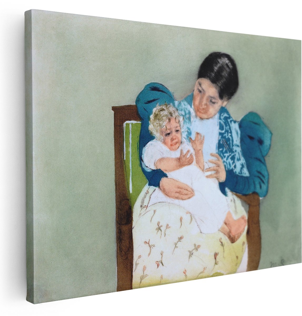 Artaza Canvas Schilderij Vrouw Met Baby - 160x120 cm - Groot - Wanddecoratie Klassieke Schilderijen - Muurdecoratie Oude Meesters - Schilderijen Op Canvas Portret