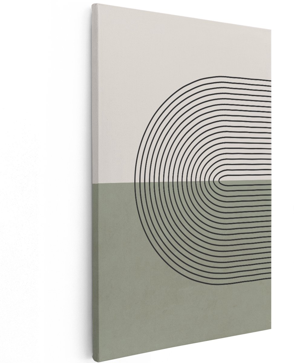 Artaza Canvas Schilderij Abstract - 120x180 cm - Groot - Wanddecoratie Japandi - Muurdecoratie Modern - Decoratie Groen - Schilderijen Op Canvas
