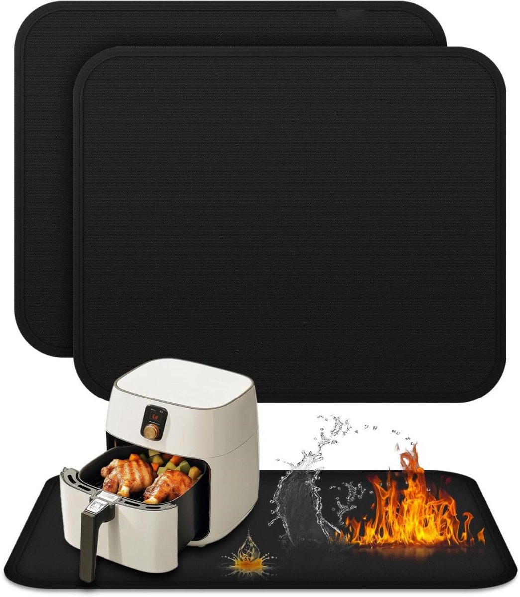 SSTRWGOOD Brandwerende mat - 2-delige set - 38x46 cm - Antislip keukenmat - Geschikt voor airfryers, aanrechtbladen, koffiezetapparaten - Kan ook gebruikt worden als warmte-isolerende mat