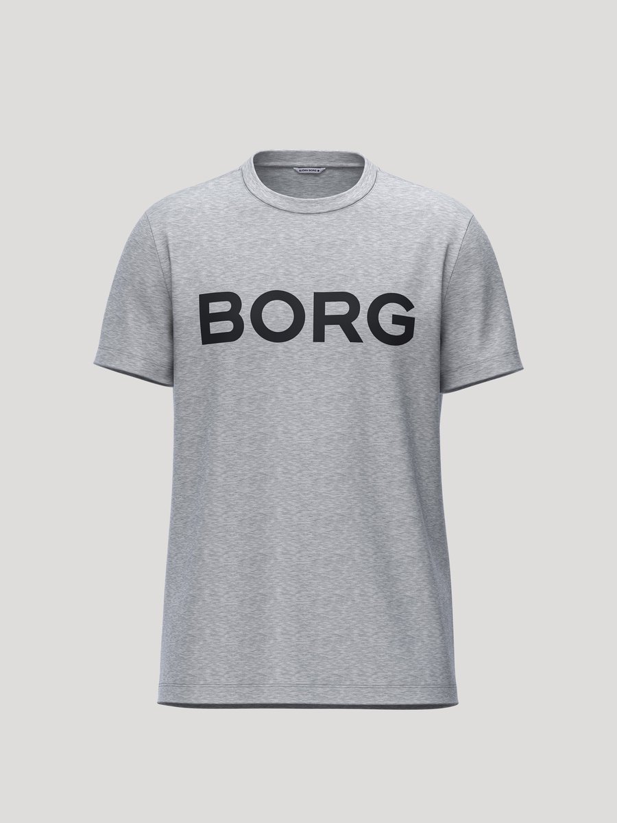 Björn Borg Essential 3 T-Shirt Heren Sportshirt Korte Mouwen Mannen - 100% Katoen - Lichtgrijs - Maat M