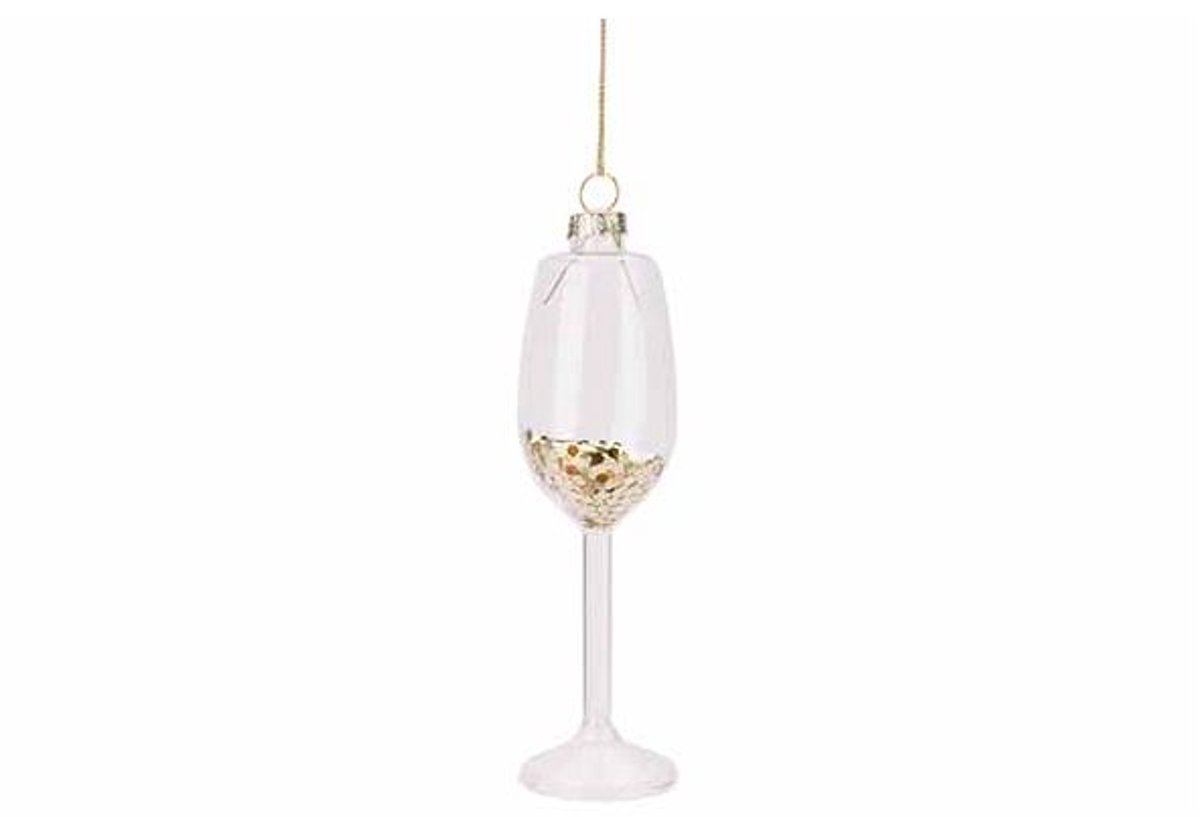 Hanger Glass Of Champagne Transparant 4x 4xh14cm Glas