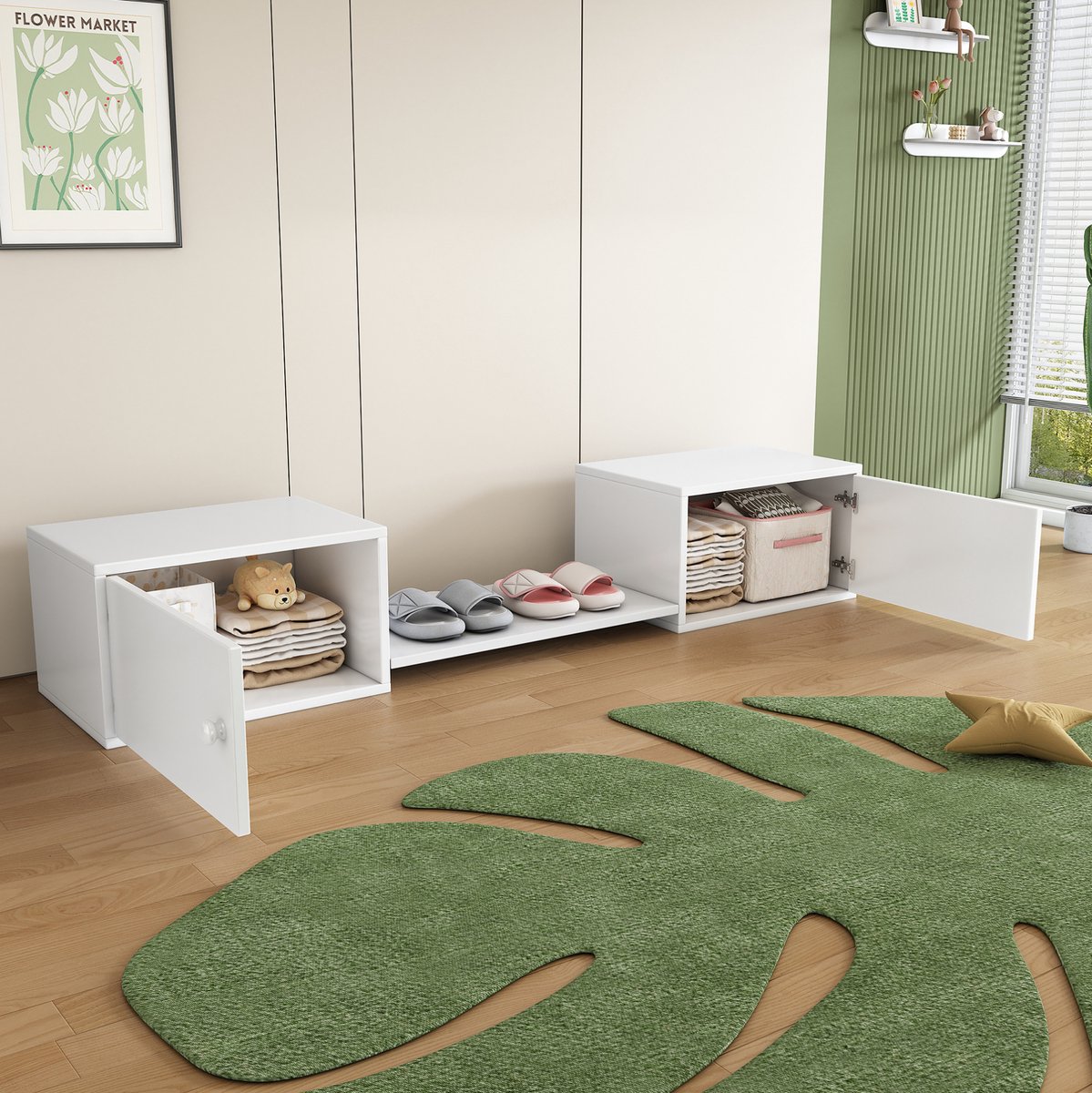 REDOM - Schoenenkast - Dubbele deuren - Staand - Opbergruimte - Moderne stijl - Hal en slaapkamer - Hout en MDF - Wit - 189 x 40 x 34,5 cm