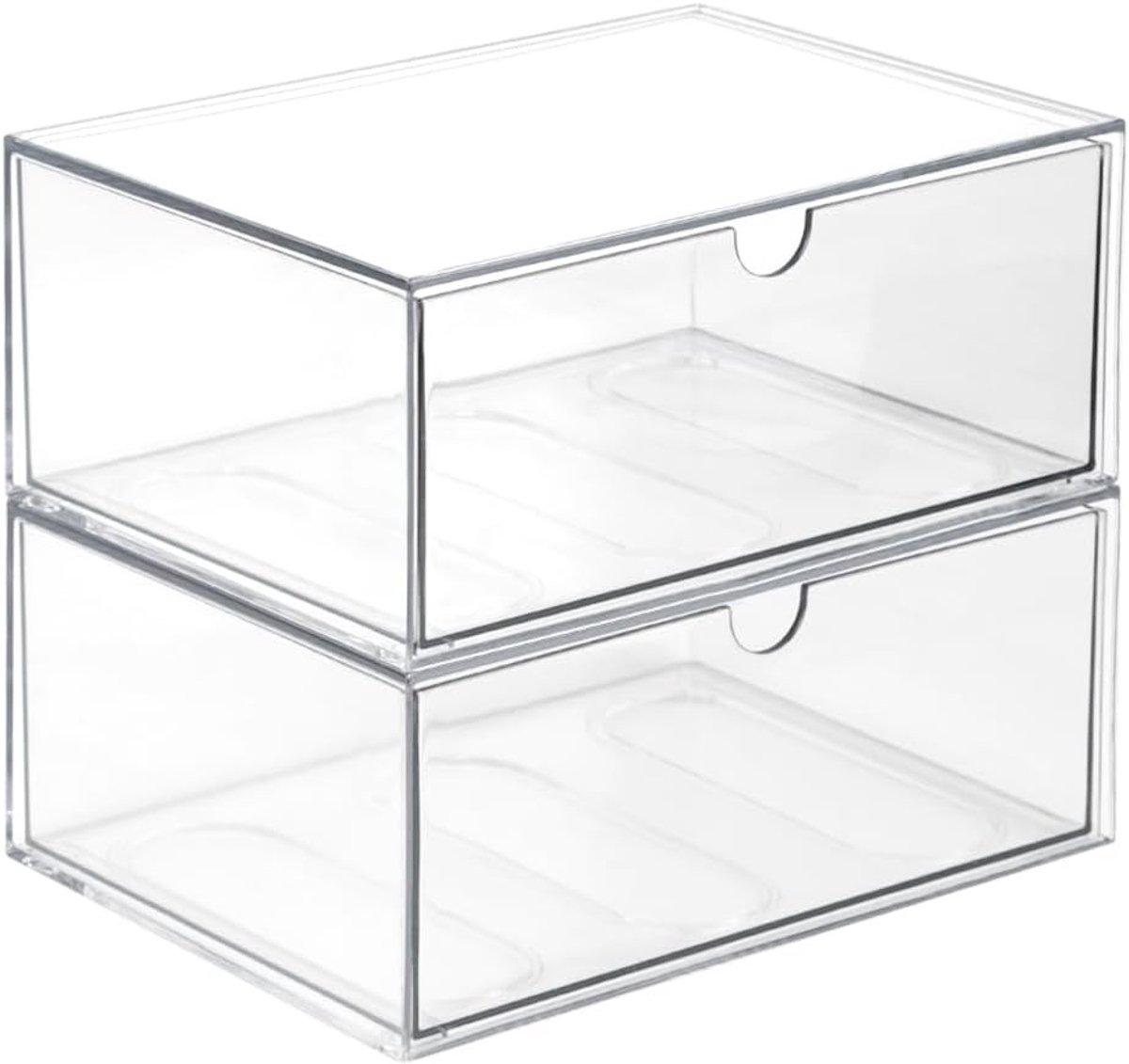 Set van 2 Stapelbare Cosmetica Organisers - Transparante Acryl Make-up Opbergdozen voor Badkamer, Huidverzorging en Sieraden