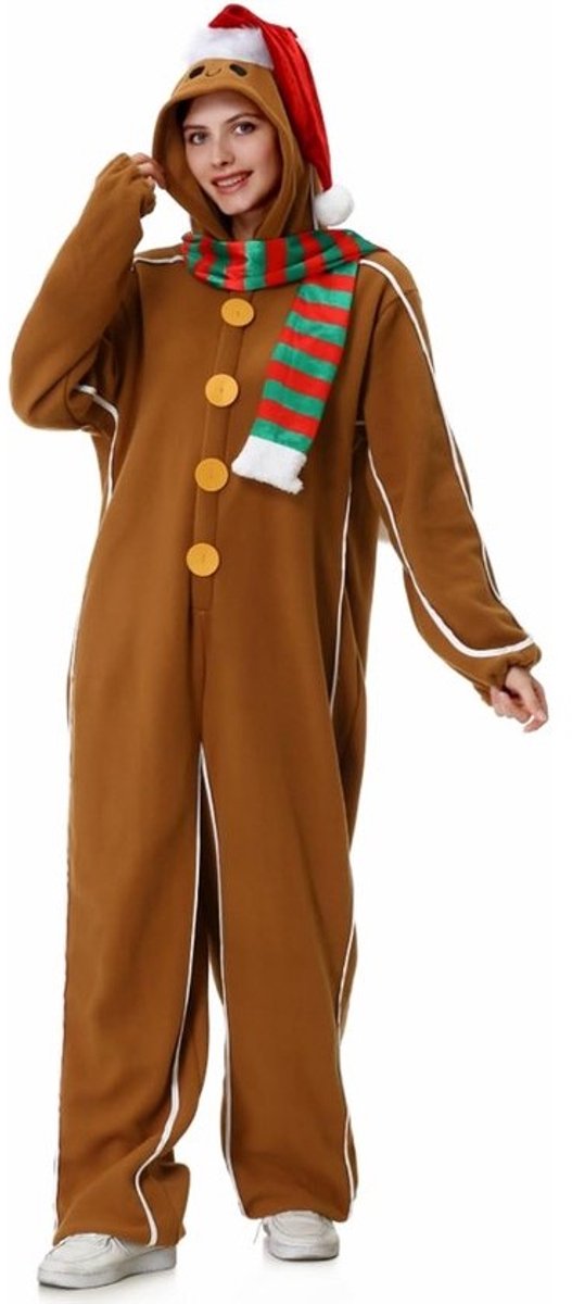 Unisex Pijjamas Onesie Kerstman in Peperkoek Stijl met Capuchon voor Feest en Cosplay