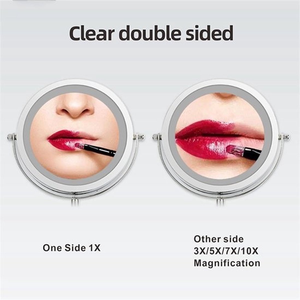 LED Verlichte Make-up Spiegel Tafelmodel 8 Inch 10X Vergroting USB Oplaadbaar